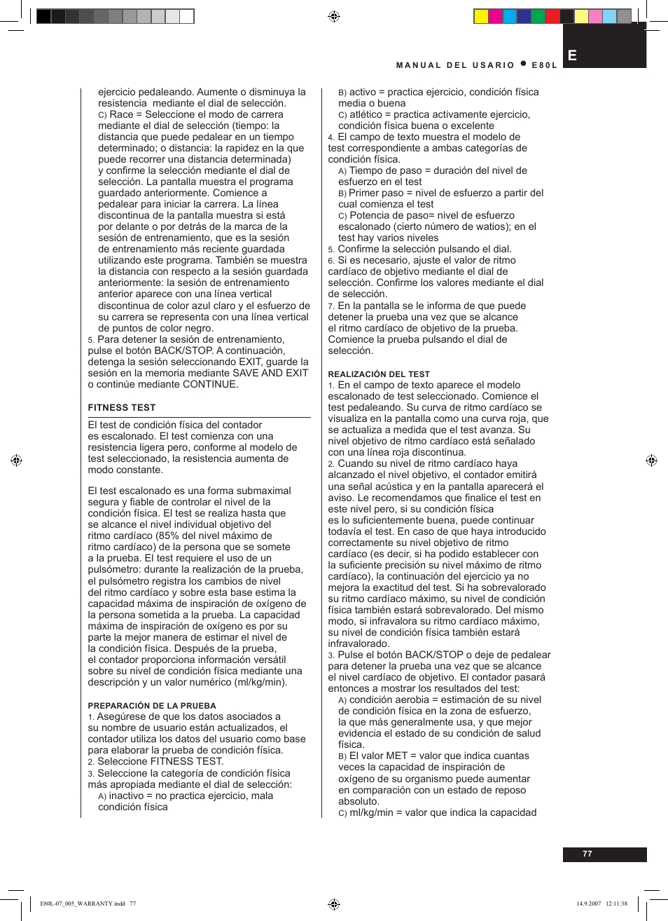 Tunturi E80L User Manual | Page 77 / 114