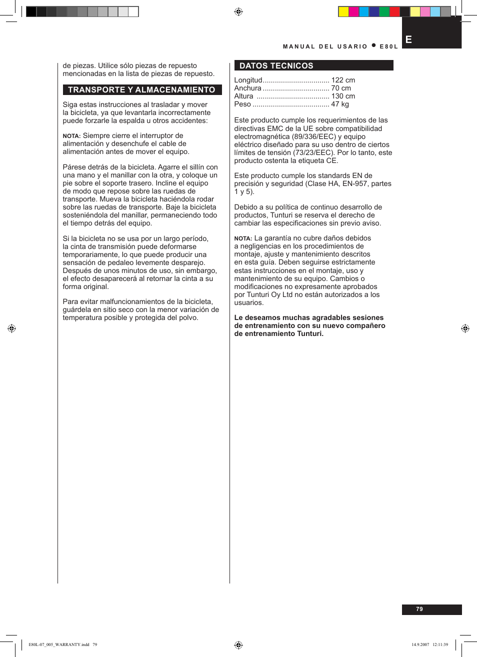 Tunturi E80L User Manual | Page 79 / 114