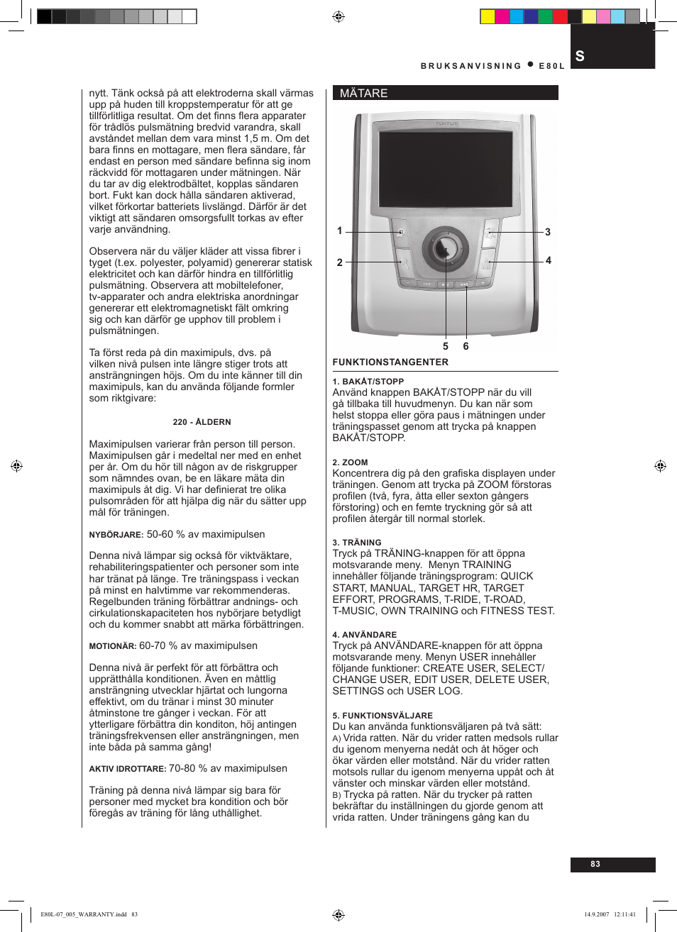 Tunturi E80L User Manual | Page 83 / 114