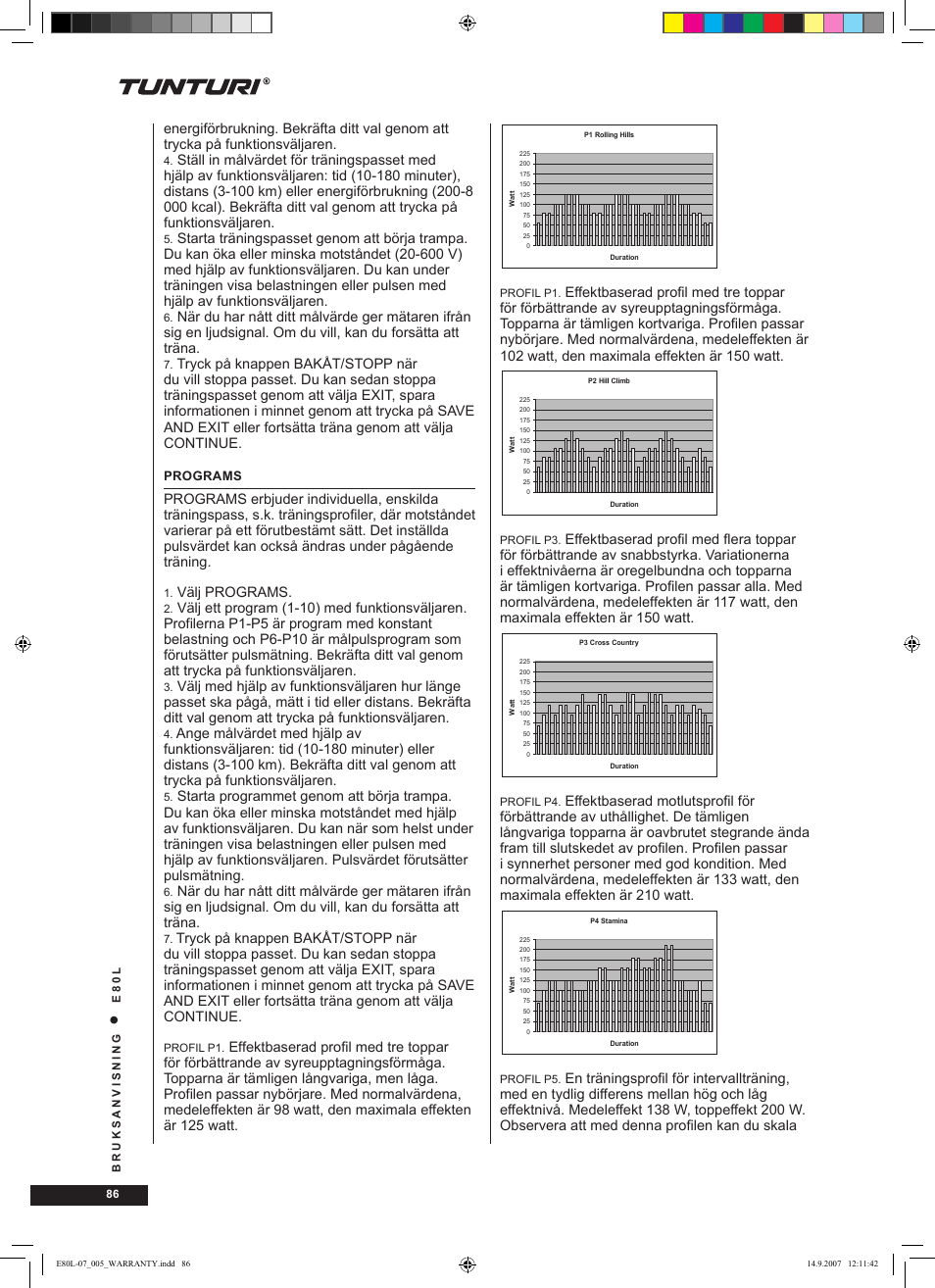 Tunturi E80L User Manual | Page 86 / 114