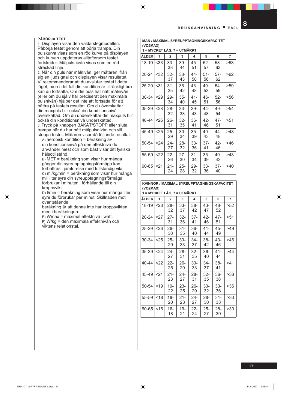 Tunturi E80L User Manual | Page 89 / 114