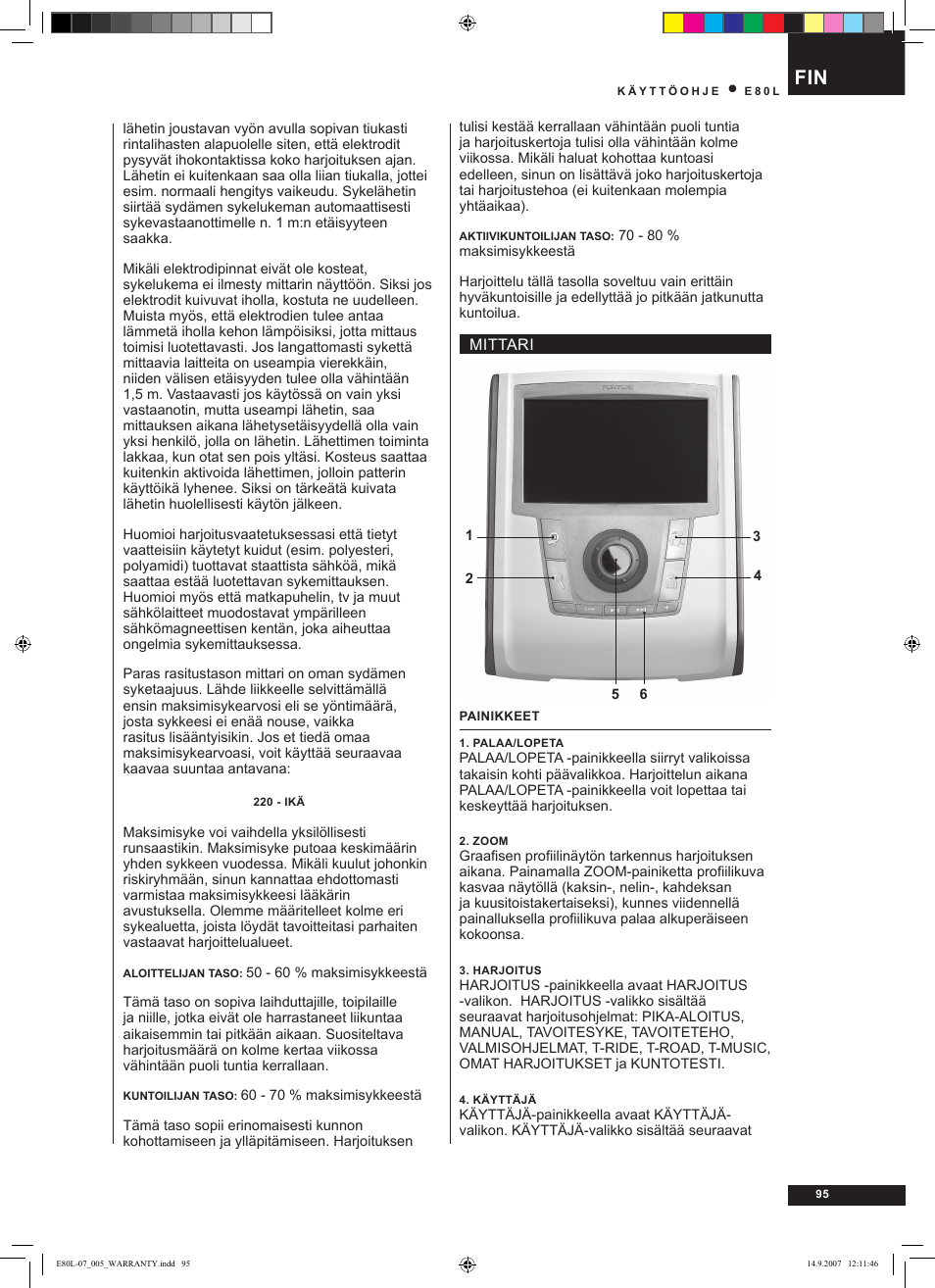 Tunturi E80L User Manual | Page 95 / 114