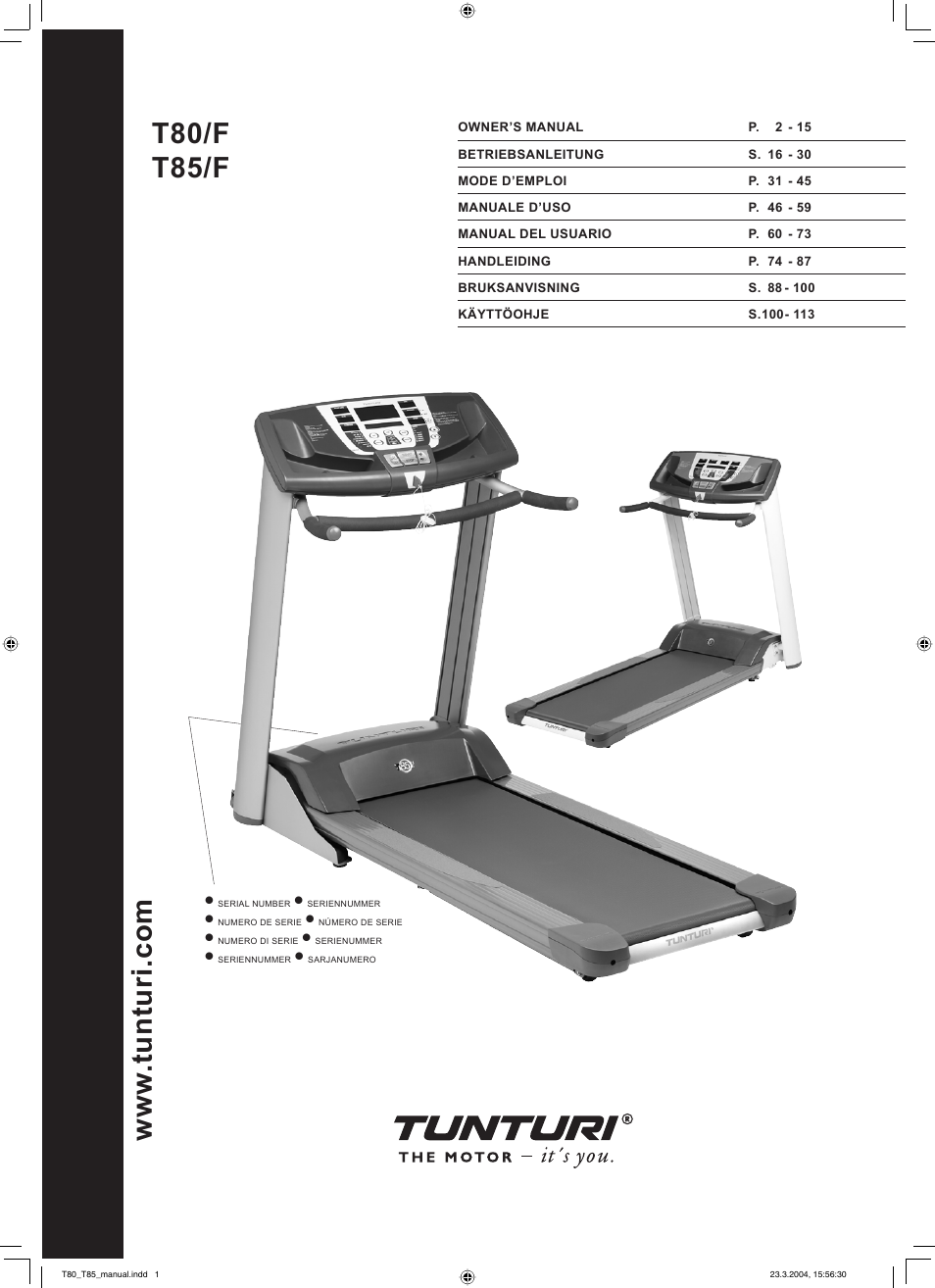 Tunturi T85/F User Manual | 120 pages