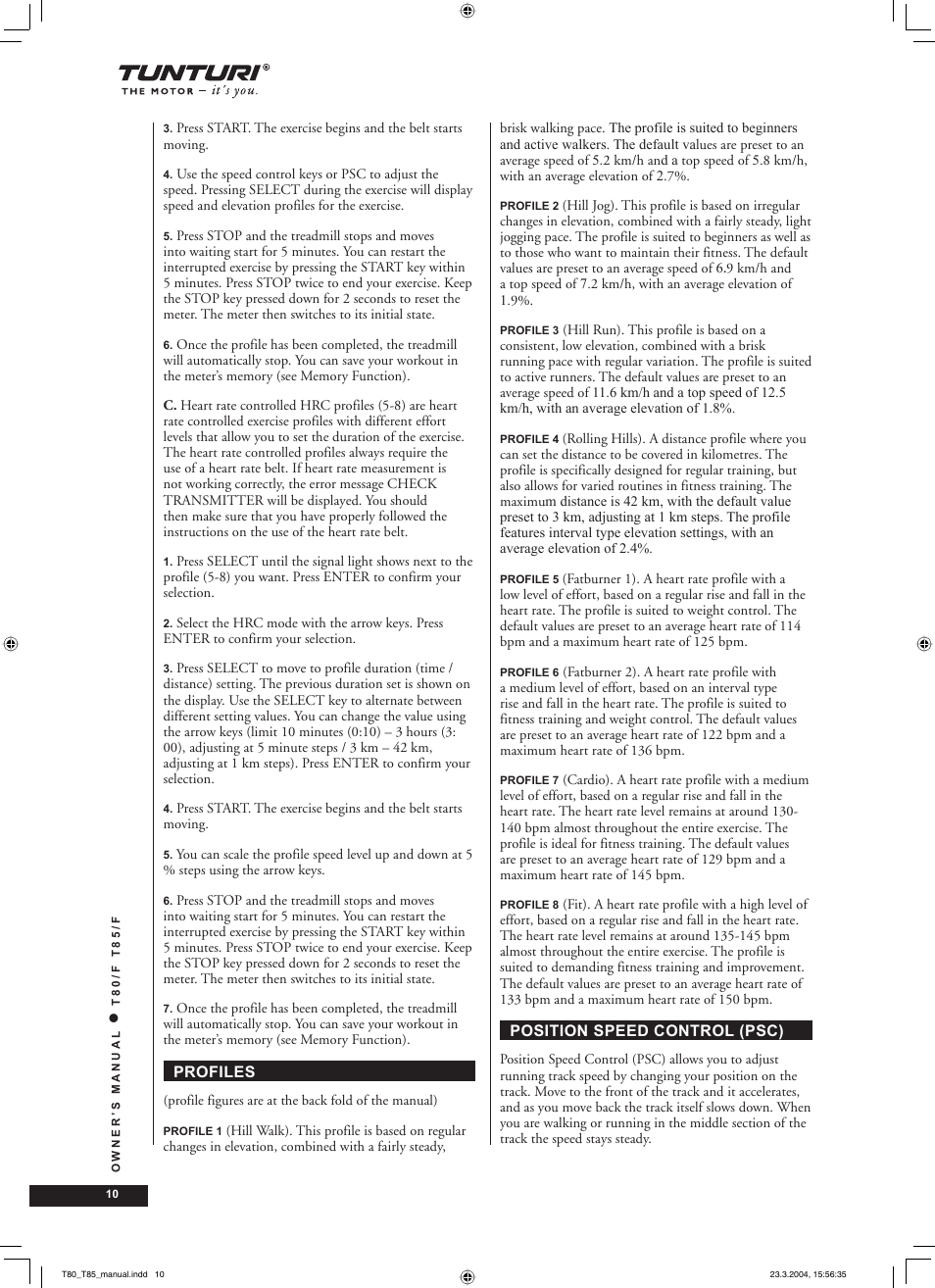 Tunturi T85/F User Manual | Page 10 / 120
