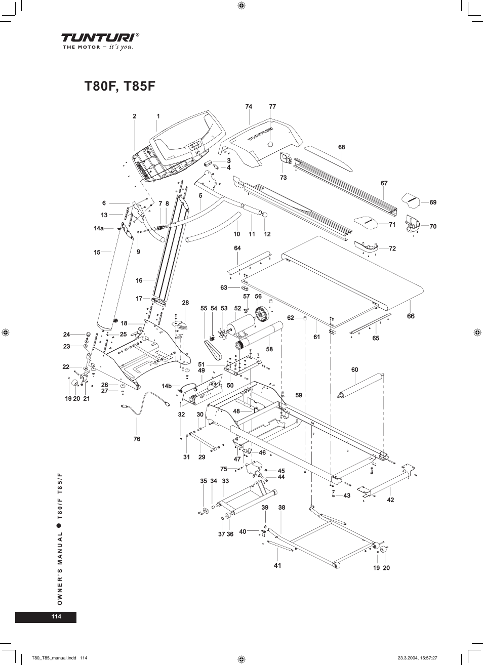 T80f, t85f | Tunturi T85/F User Manual | Page 114 / 120