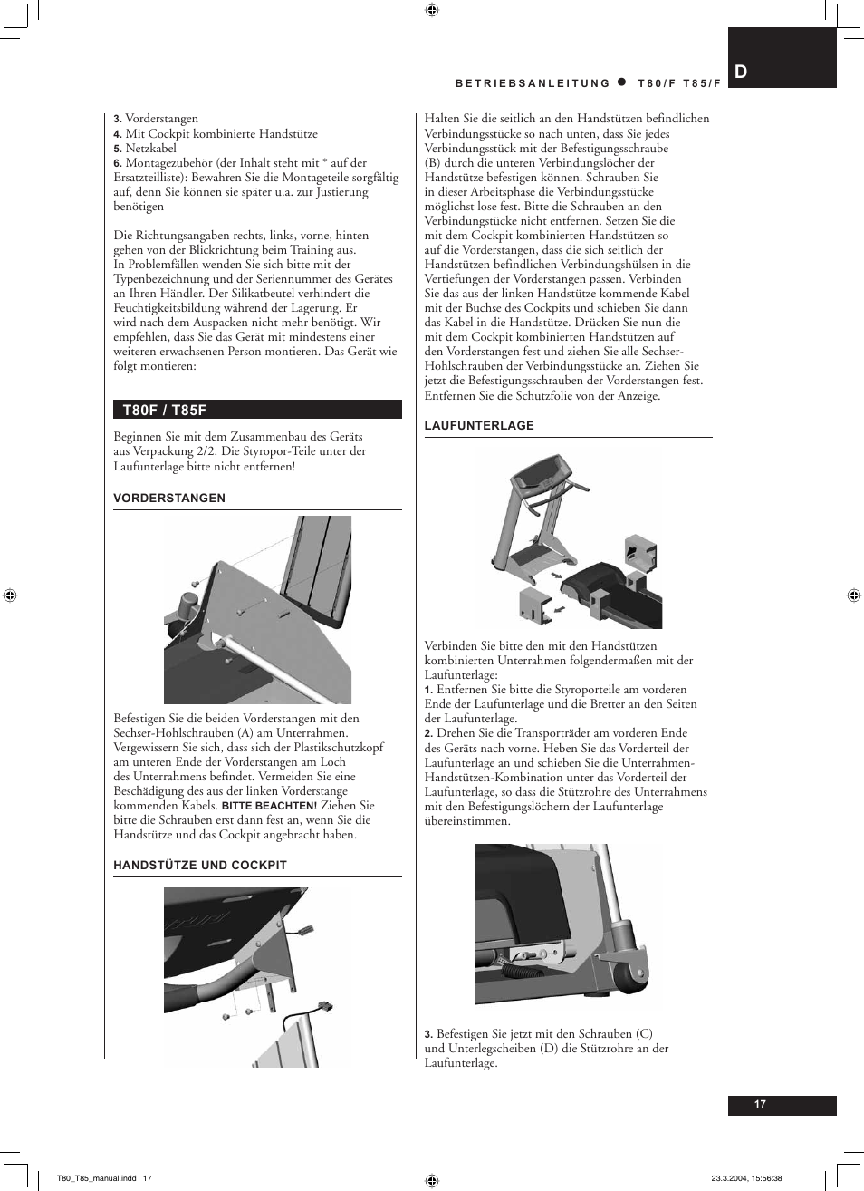Tunturi T85/F User Manual | Page 17 / 120