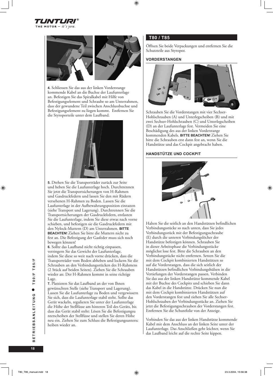 Tunturi T85/F User Manual | Page 18 / 120