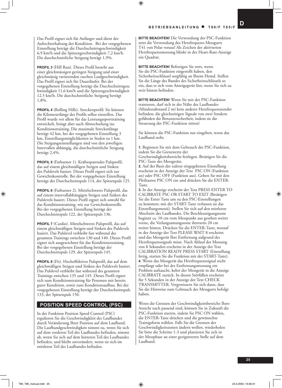 Tunturi T85/F User Manual | Page 25 / 120