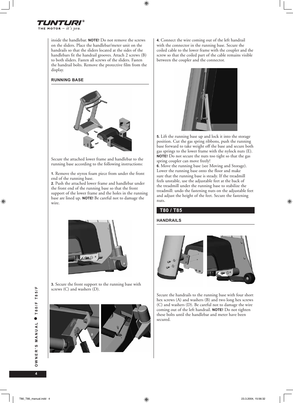 Tunturi T85/F User Manual | Page 4 / 120