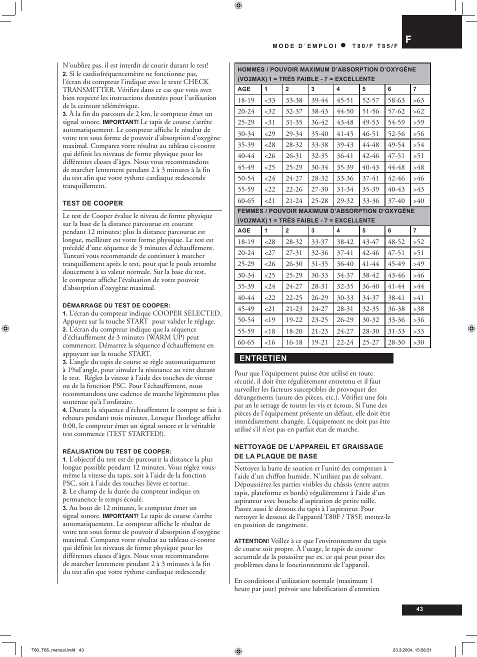 Tunturi T85/F User Manual | Page 43 / 120