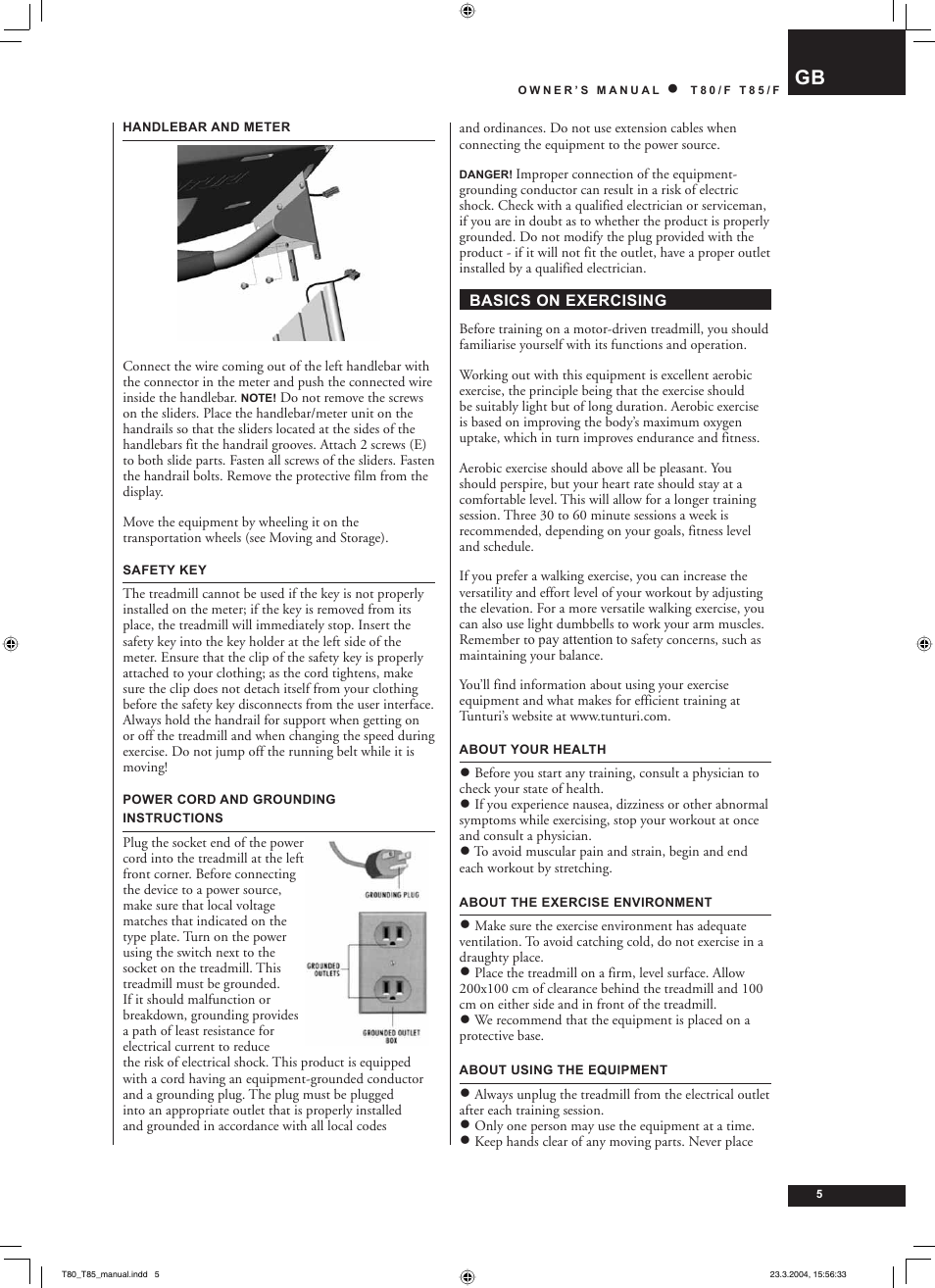 Tunturi T85/F User Manual | Page 5 / 120