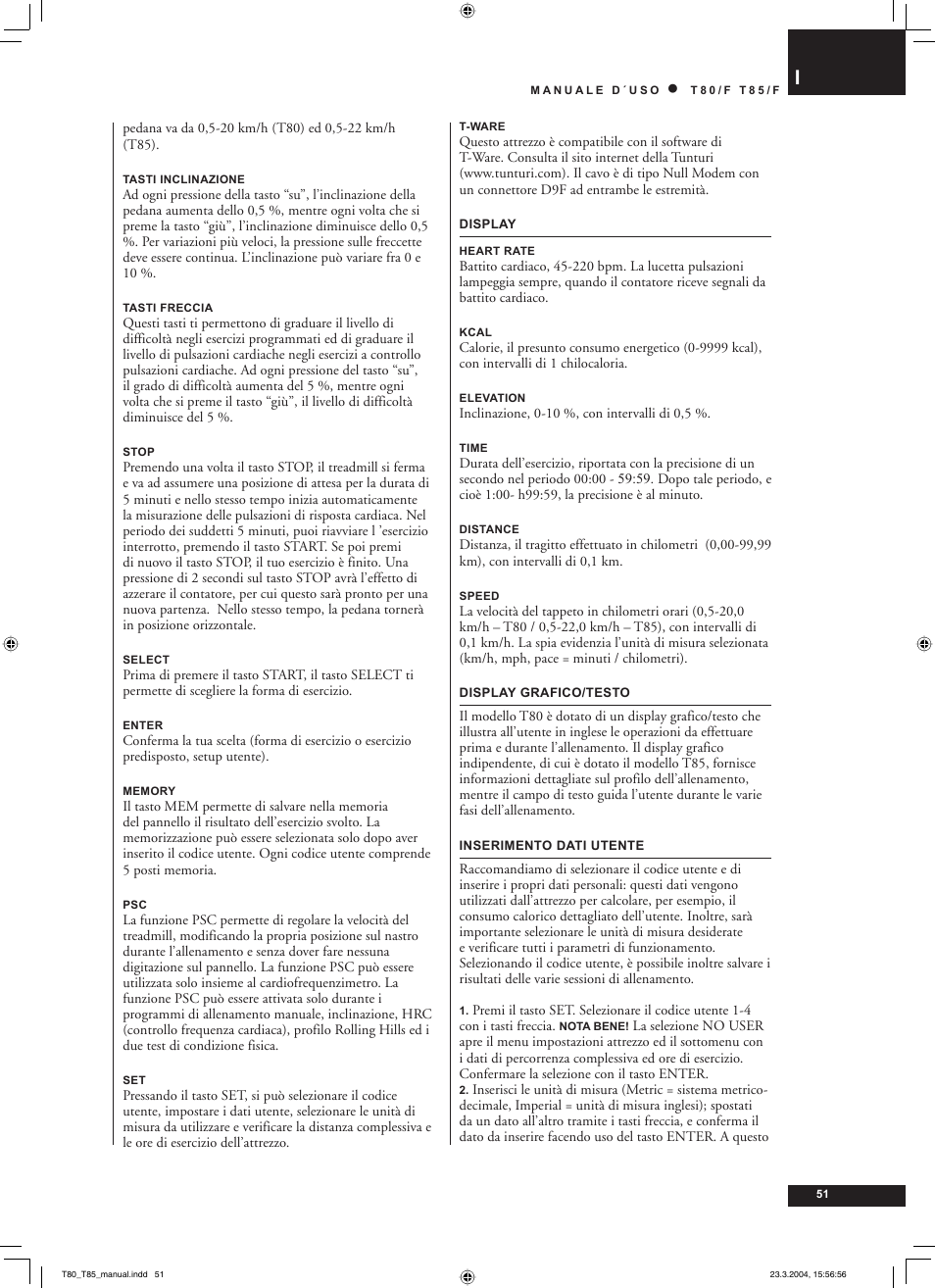 Tunturi T85/F User Manual | Page 51 / 120