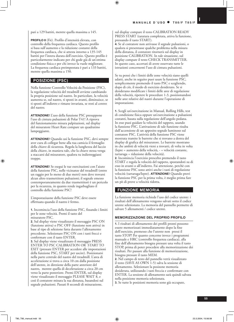 Tunturi T85/F User Manual | Page 55 / 120
