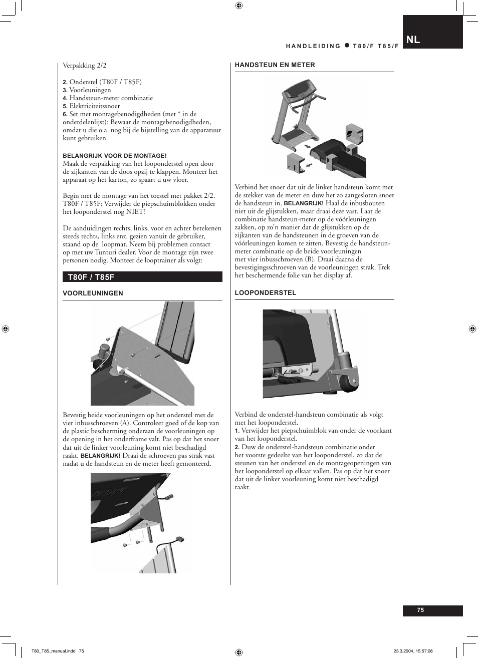 Tunturi T85/F User Manual | Page 75 / 120