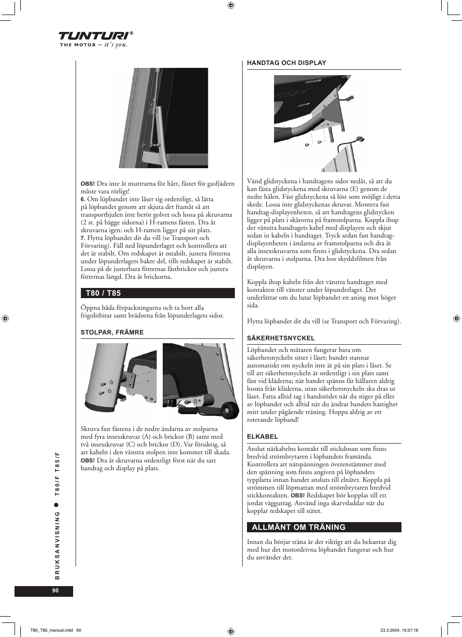 Tunturi T85/F User Manual | Page 90 / 120