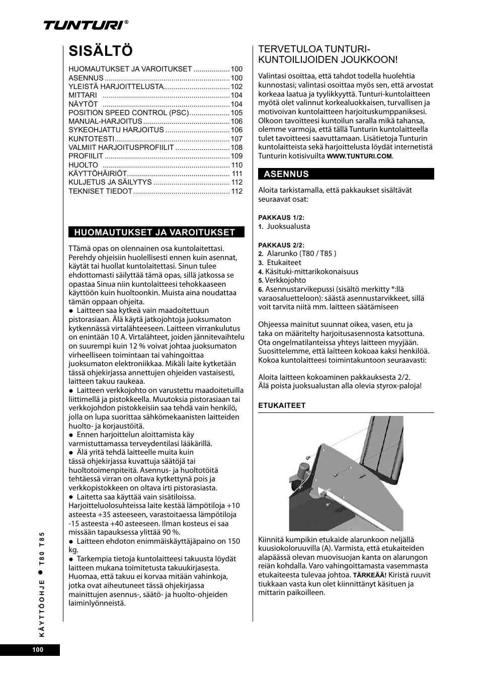 Sisältö | Tunturi T80 User Manual | Page 100 / 116