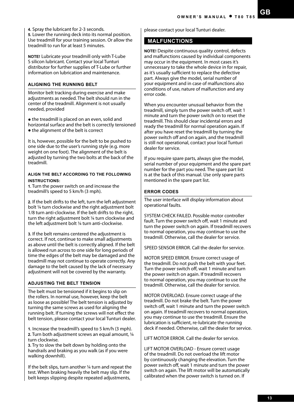 Tunturi T80 User Manual | Page 13 / 116