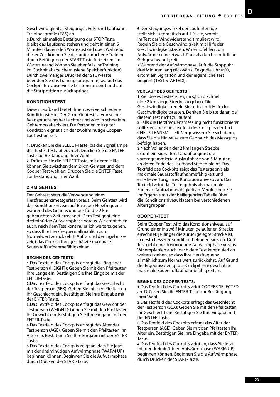 Tunturi T80 User Manual | Page 23 / 116