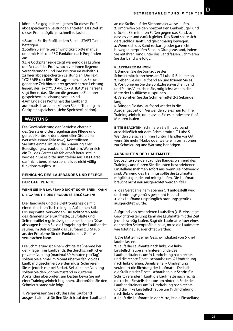 Tunturi T80 User Manual | Page 27 / 116