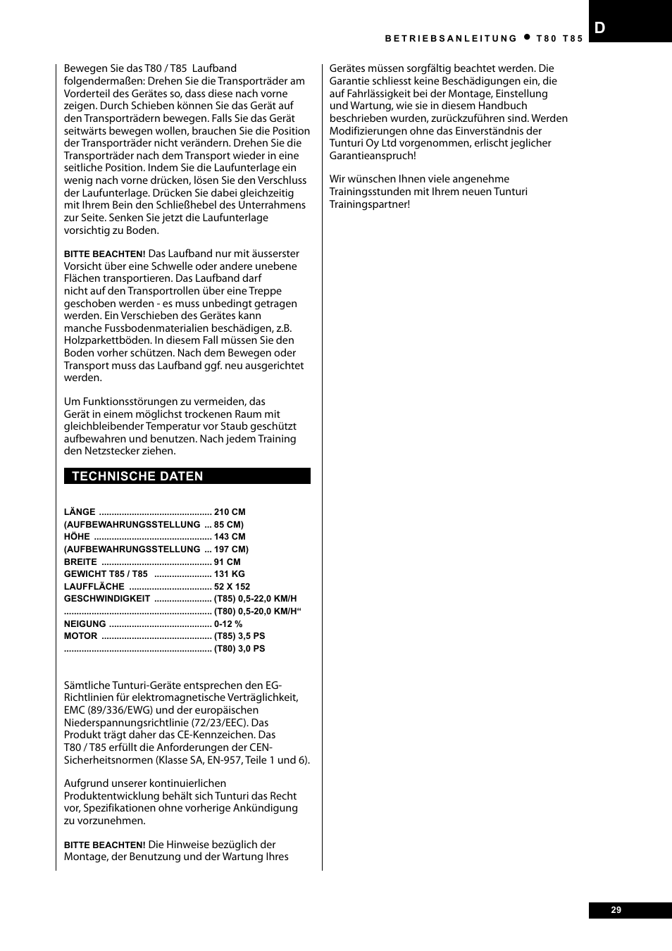 Tunturi T80 User Manual | Page 29 / 116