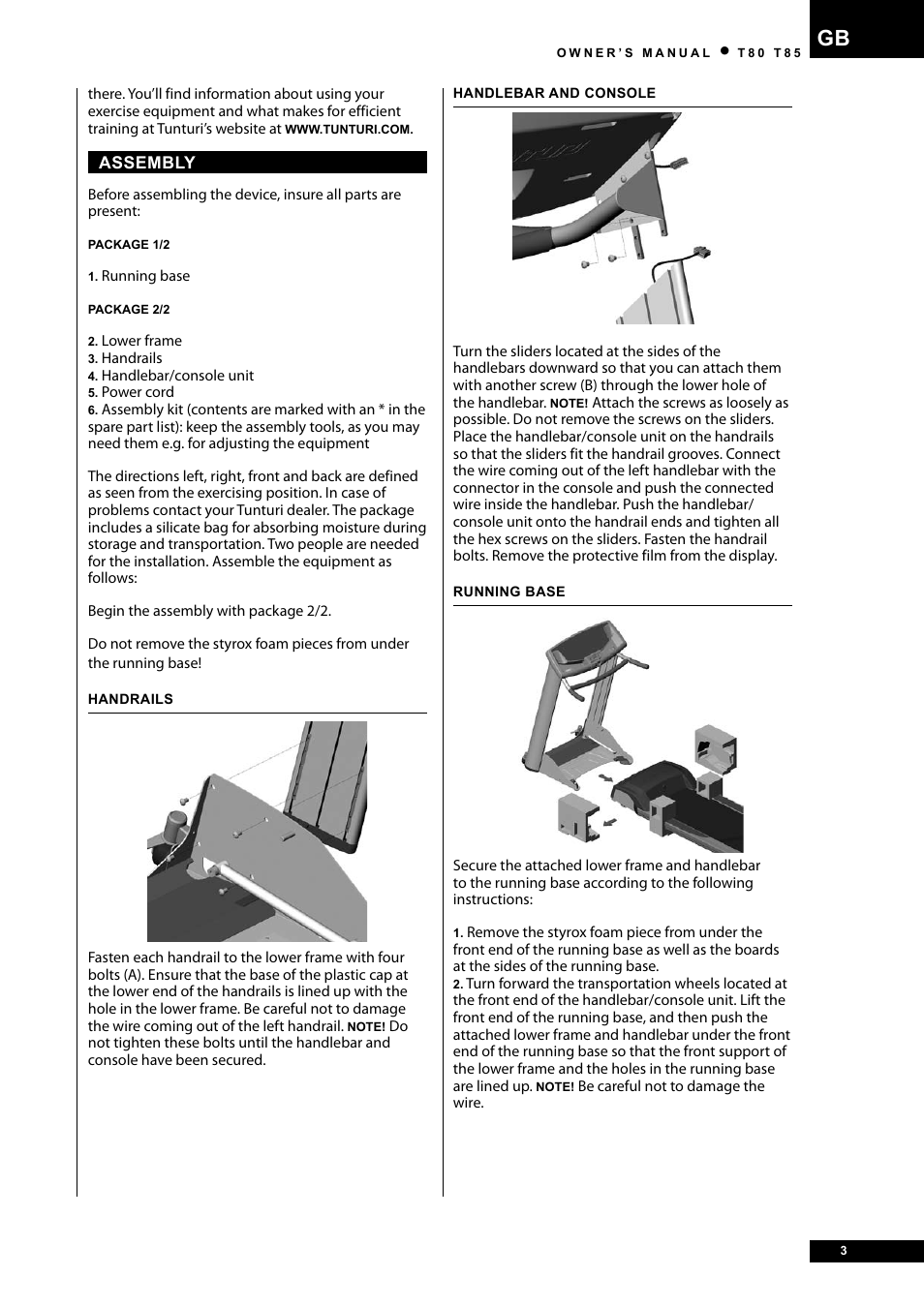 Tunturi T80 User Manual | Page 3 / 116