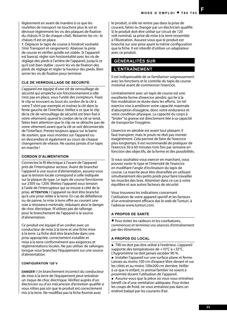 Tunturi T80 User Manual | Page 33 / 116