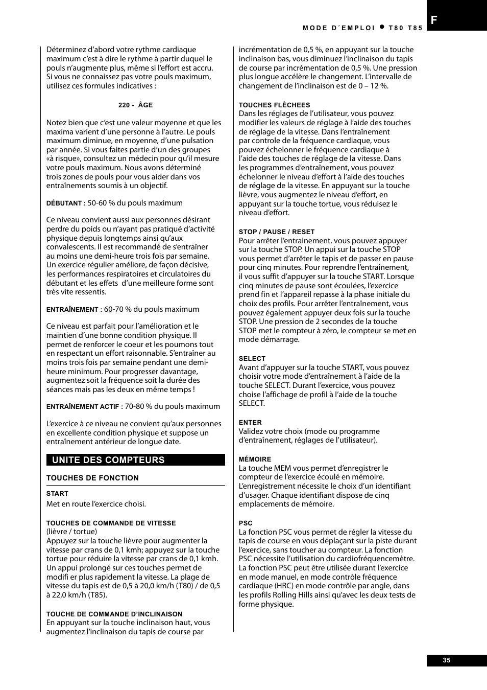 Tunturi T80 User Manual | Page 35 / 116