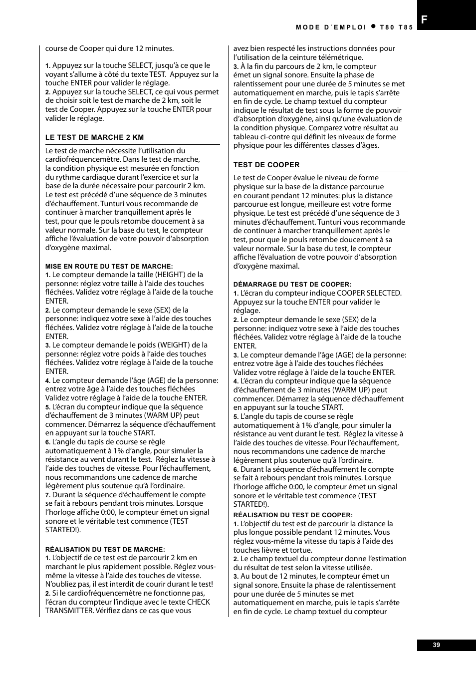 Tunturi T80 User Manual | Page 39 / 116