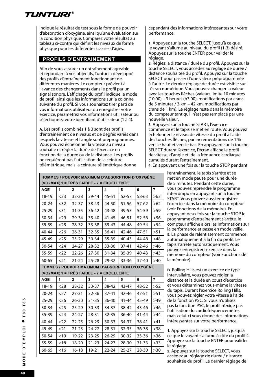 Tunturi T80 User Manual | Page 40 / 116