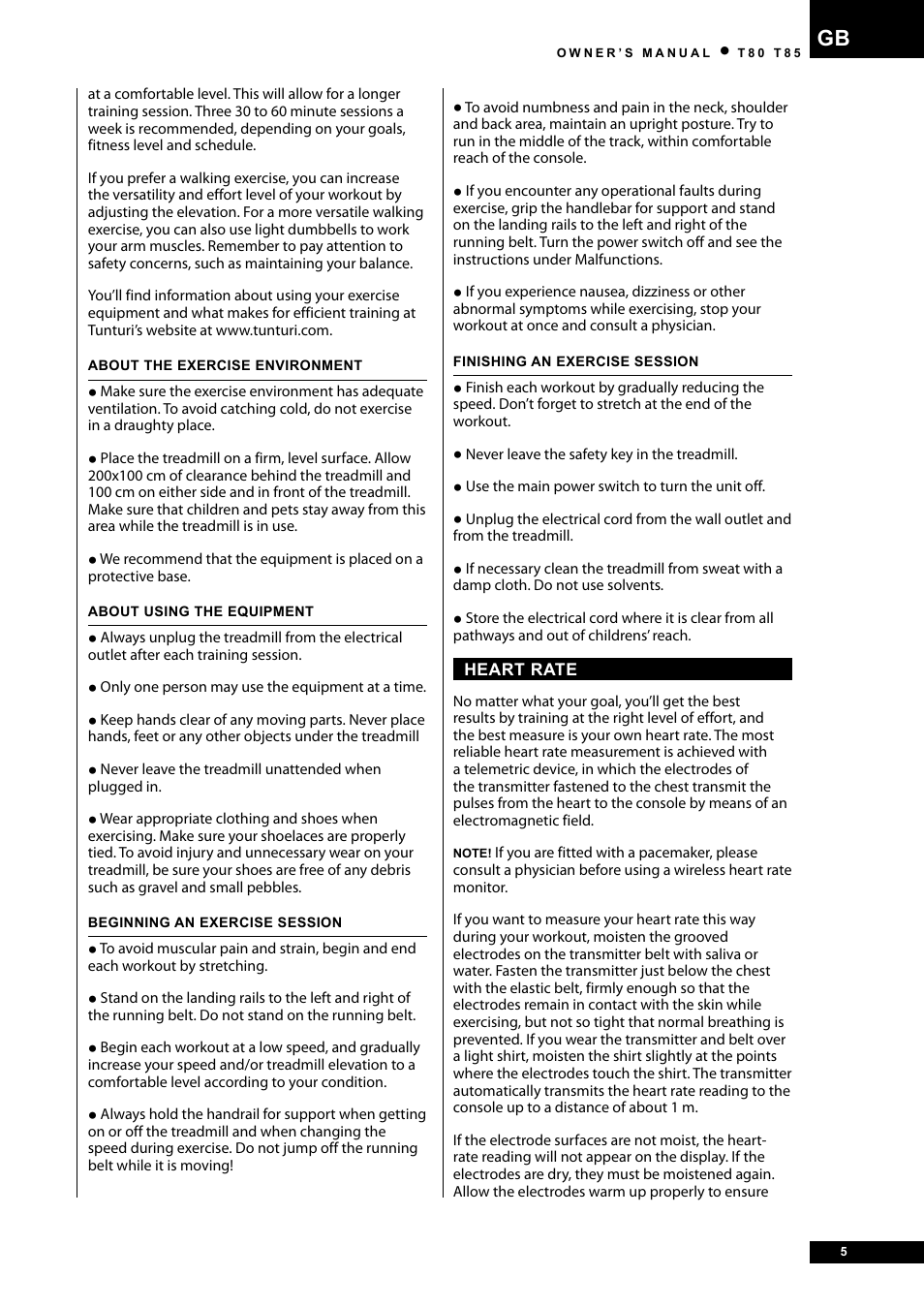 Tunturi T80 User Manual | Page 5 / 116