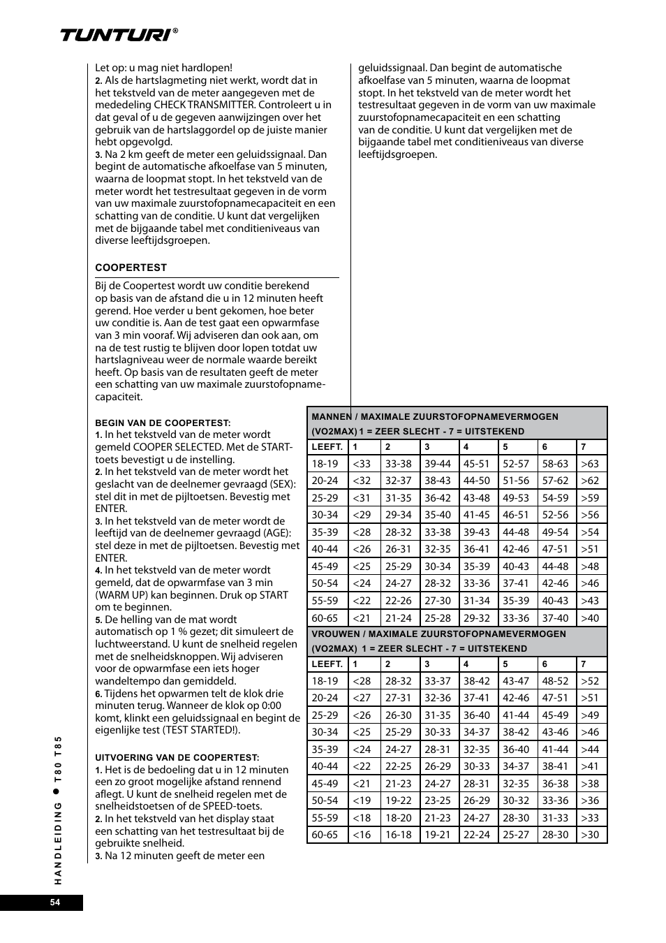 Tunturi T80 User Manual | Page 54 / 116