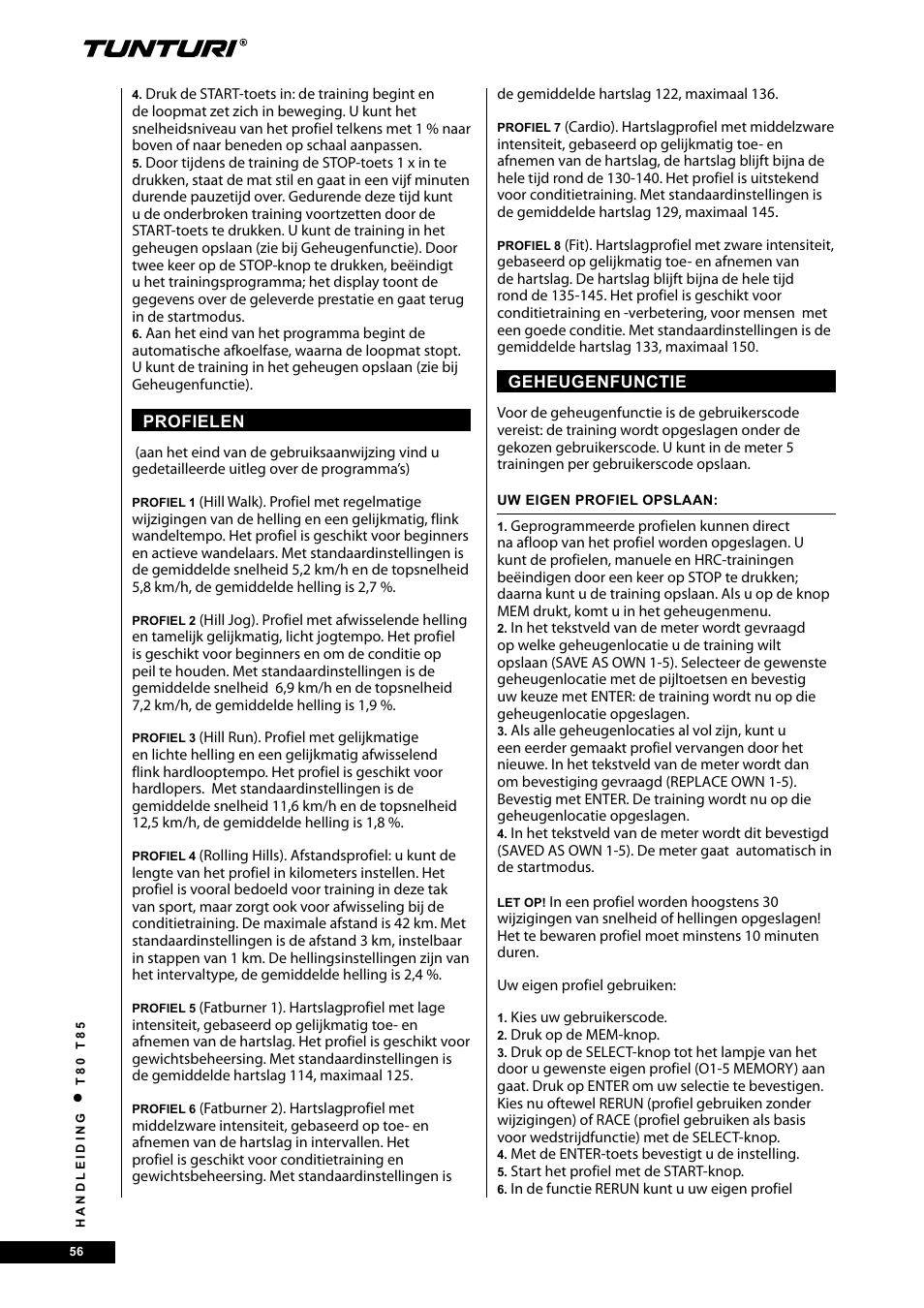 Tunturi T80 User Manual | Page 56 / 116