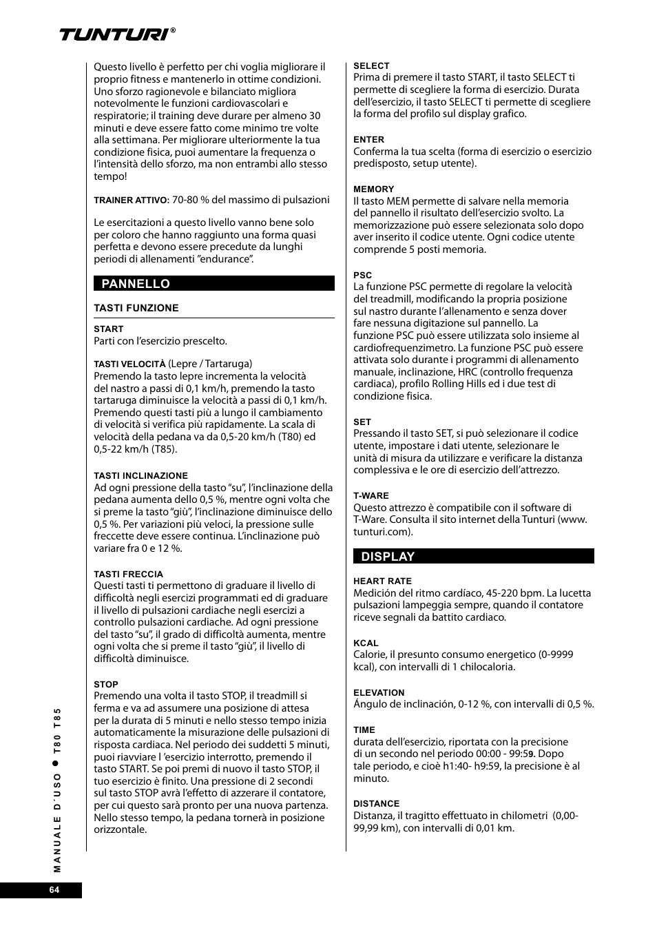 Tunturi T80 User Manual | Page 64 / 116