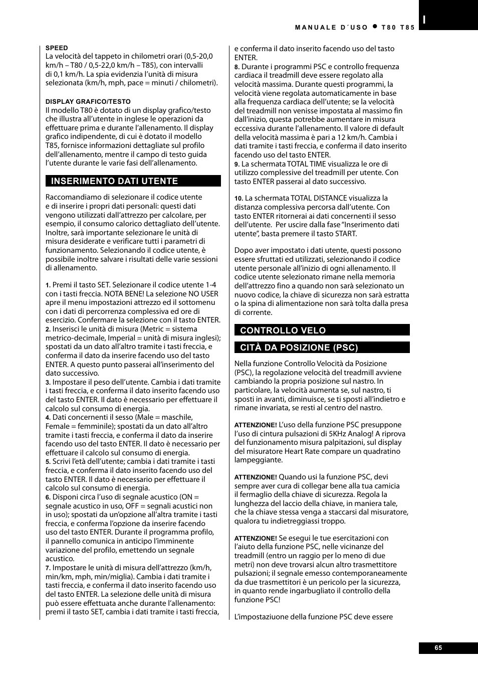Tunturi T80 User Manual | Page 65 / 116