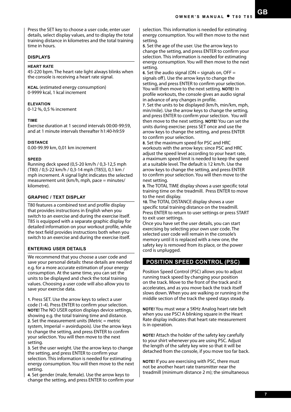 Tunturi T80 User Manual | Page 7 / 116