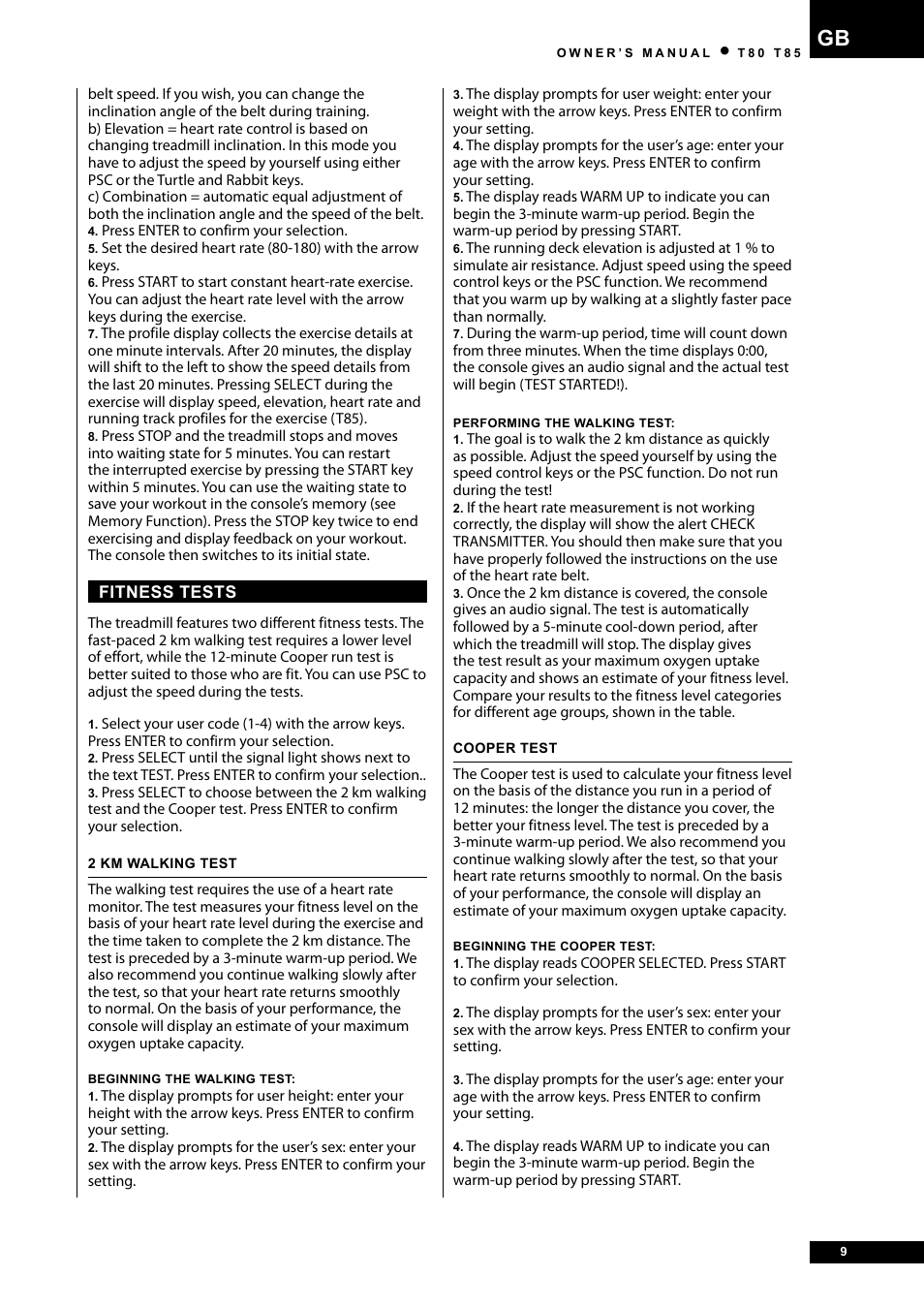 Tunturi T80 User Manual | Page 9 / 116