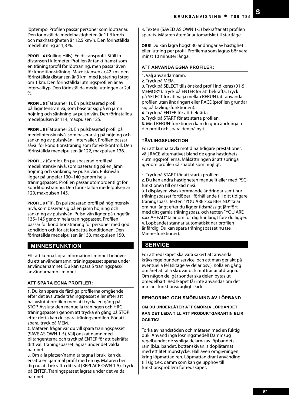 Tunturi T80 User Manual | Page 97 / 116