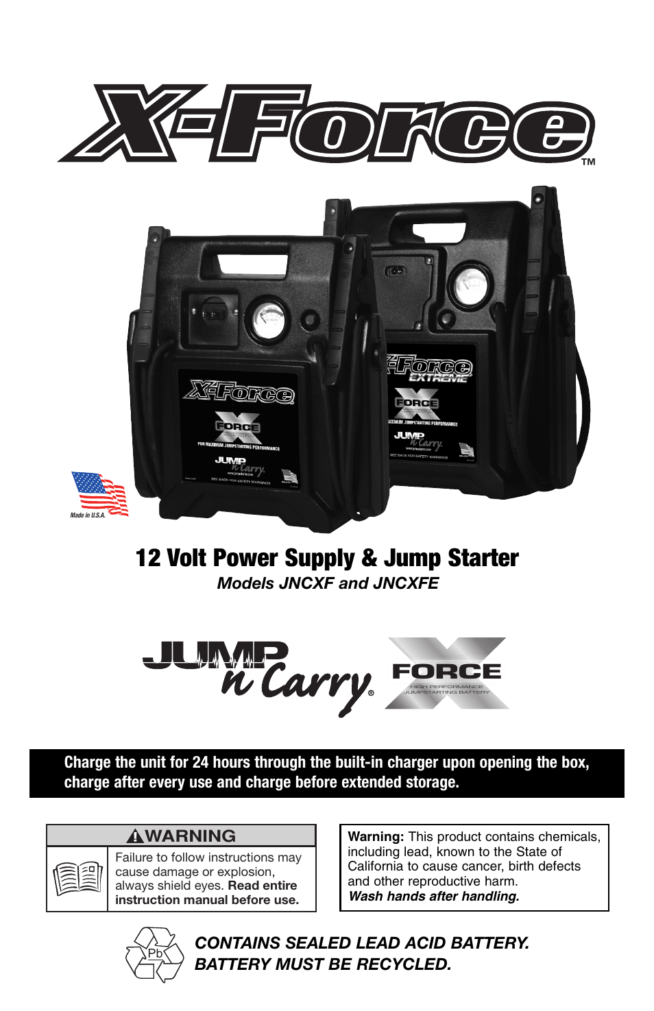 T-Tech 12 Volt Power Supply & Jump Starter JNCXFE User Manual | 32 pages