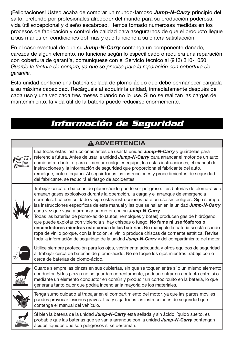 Información de seguridad | T-Tech 12 Volt Power Supply & Jump Starter JNCXFE User Manual | Page 12 / 32