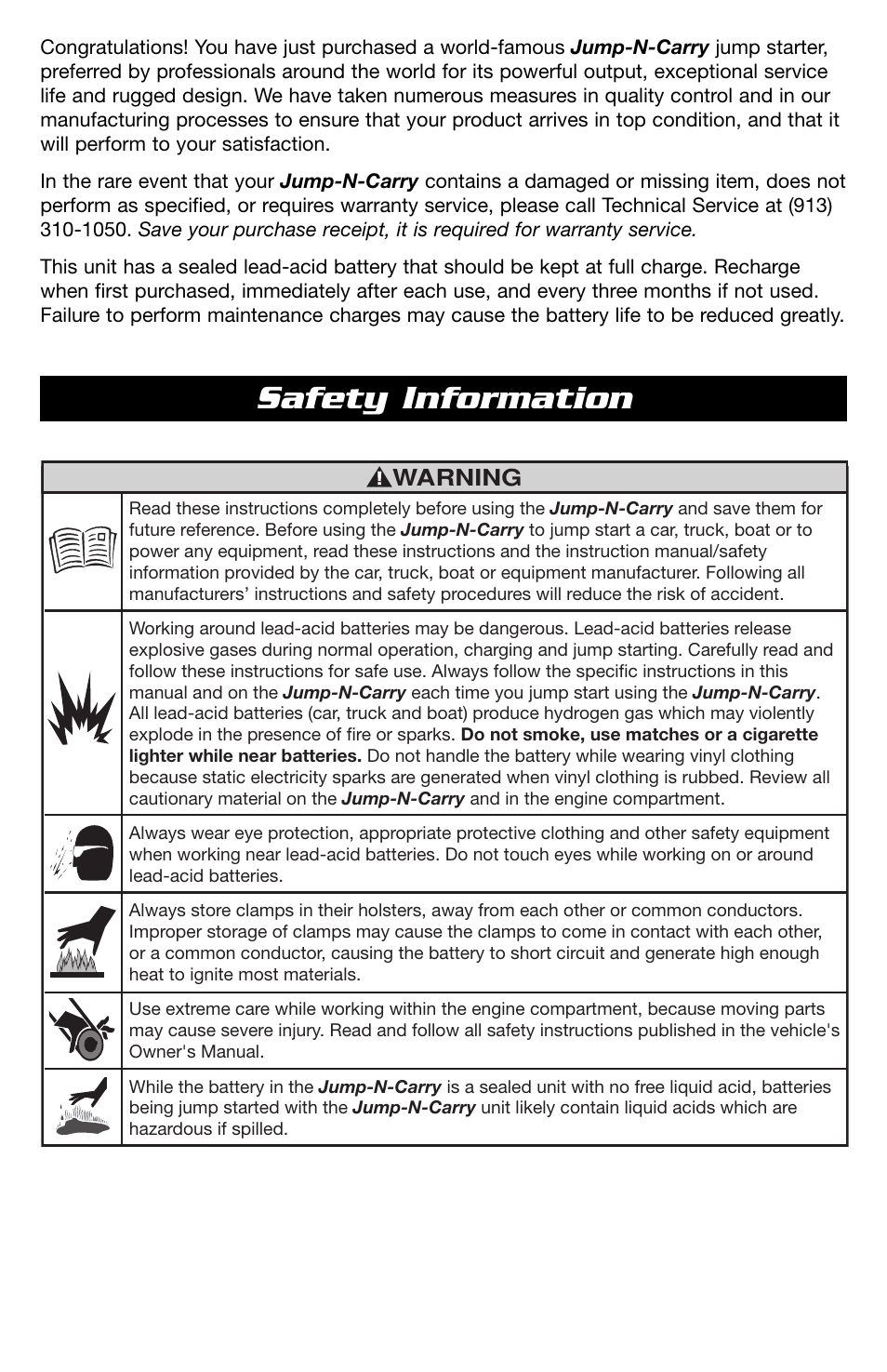 Safety information | T-Tech 12 Volt Power Supply & Jump Starter JNCXFE User Manual | Page 2 / 32