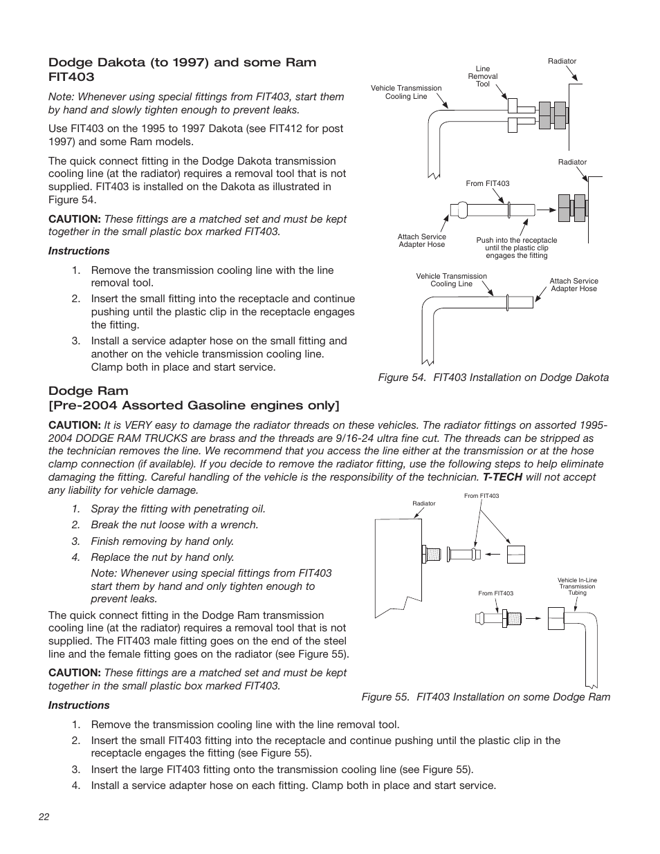 Dodge ram [pre-2004 assorted gasoline engines only | T-Tech TT100 User Manual | Page 22 / 38