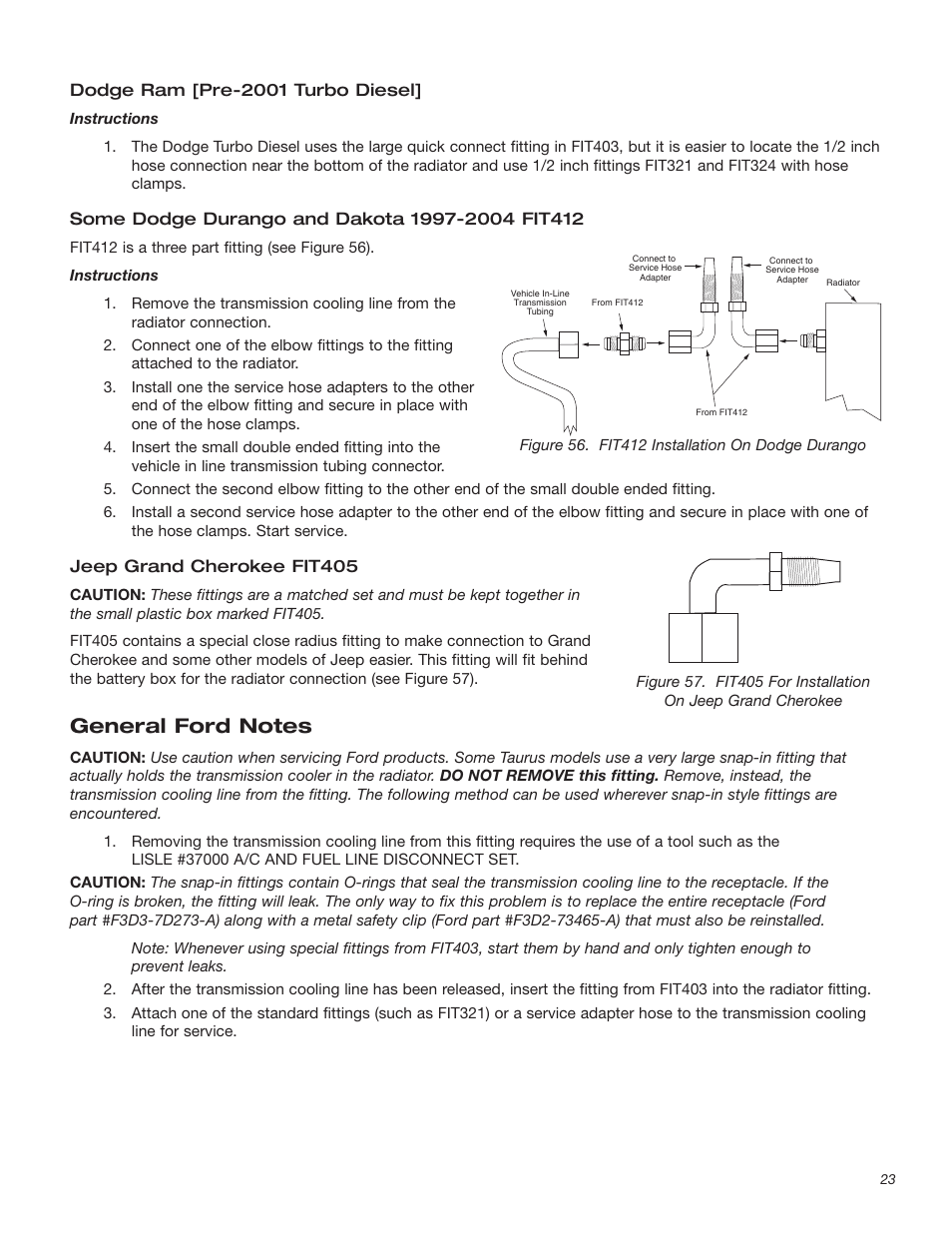 Dodge ram [pre-2001 turbo diesel, Jeep grand cherokee fit405 | T-Tech TT100 User Manual | Page 23 / 38