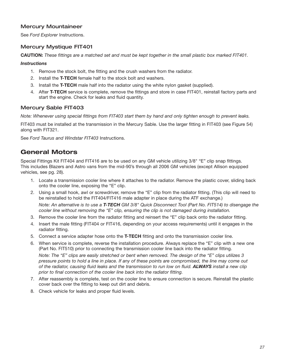 General motors | T-Tech TT100 User Manual | Page 27 / 38