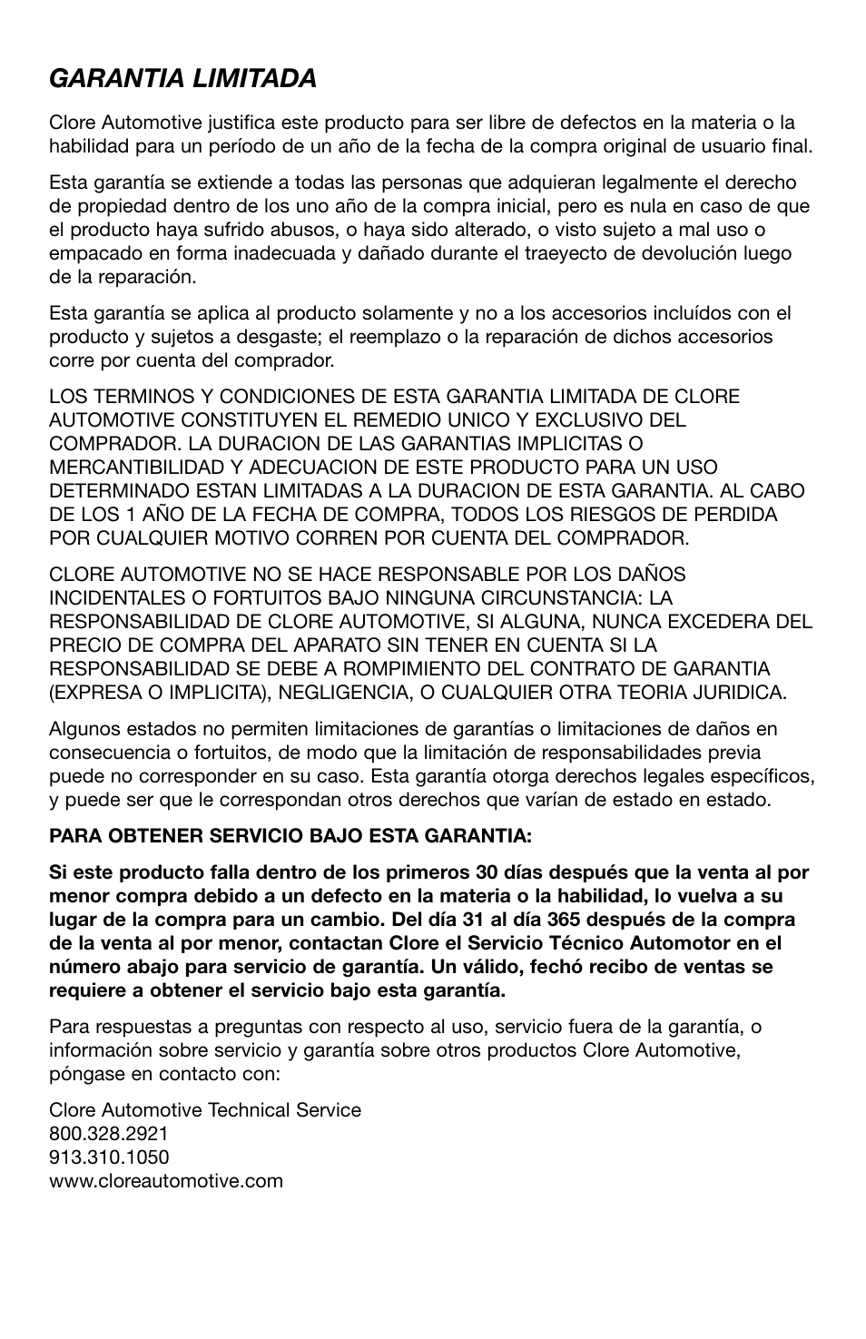 Garantia limitada | T-Tech ES8000 User Manual | Page 20 / 32