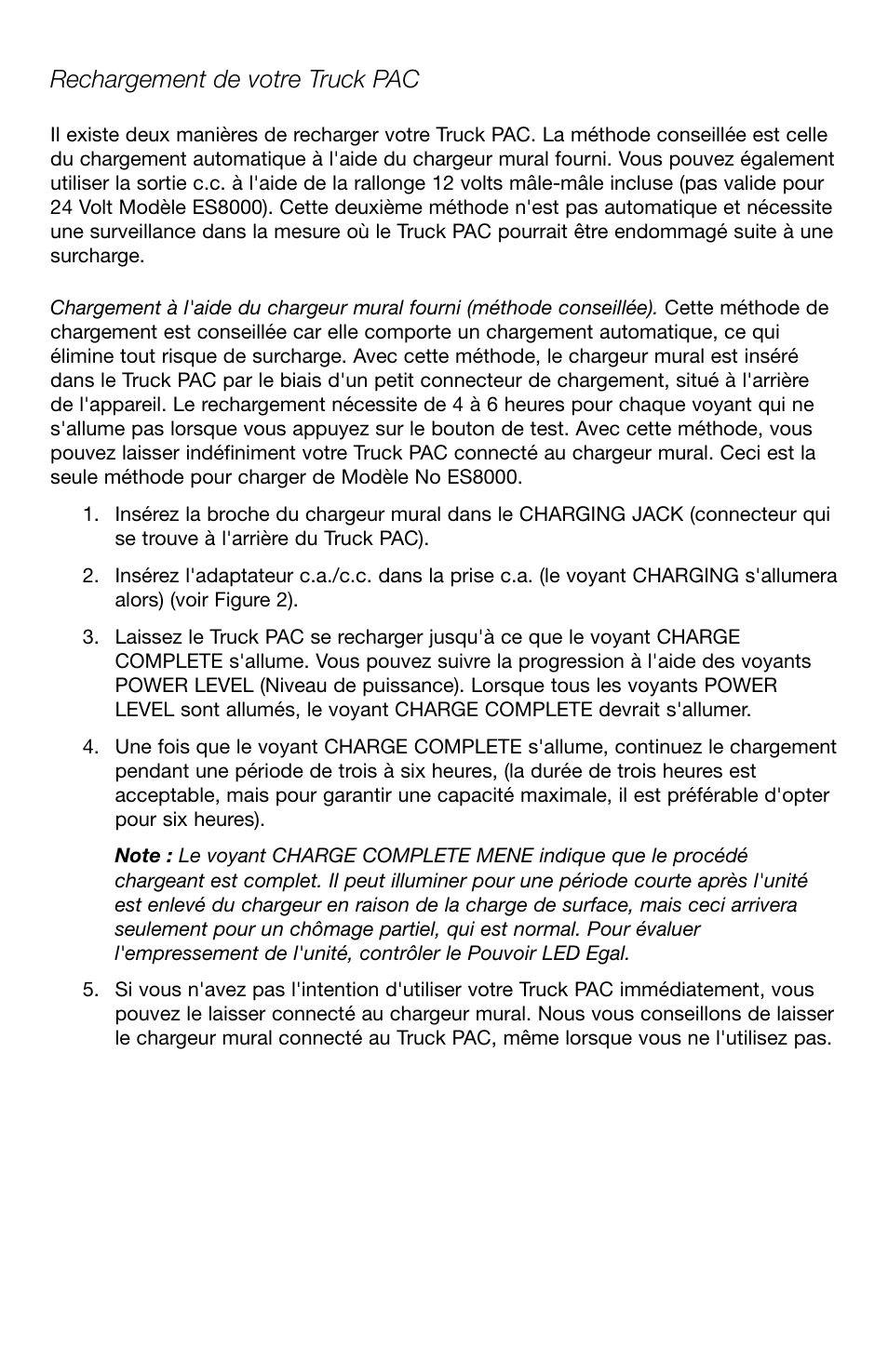 Rechargement de votre truck pac | T-Tech ES8000 User Manual | Page 25 / 32