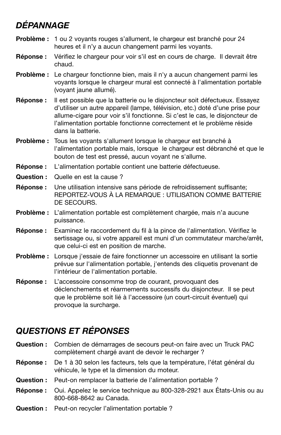 Dépannage, Questions et réponses | T-Tech ES8000 User Manual | Page 28 / 32