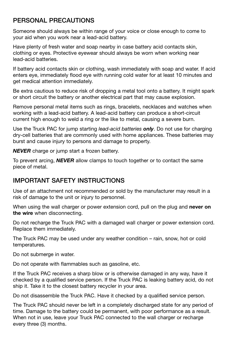 Personal precautions, Important safety instructions | T-Tech ES8000 User Manual | Page 3 / 32