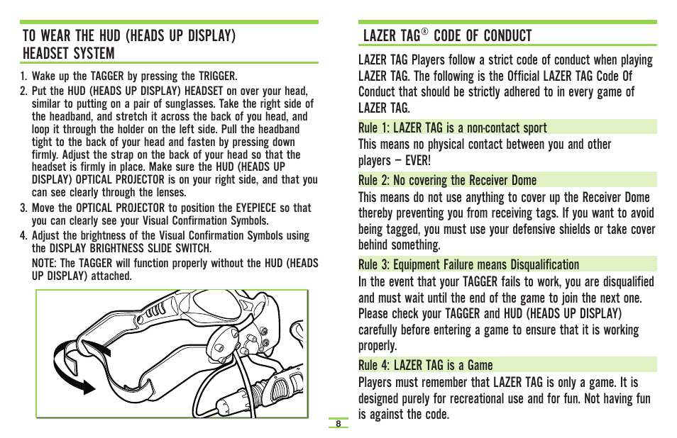 Lazer tag® code of conduct | TAG Player System User Manual | Page 10 / 28