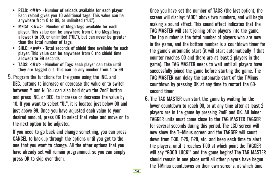 TAG Player System User Manual | Page 16 / 28