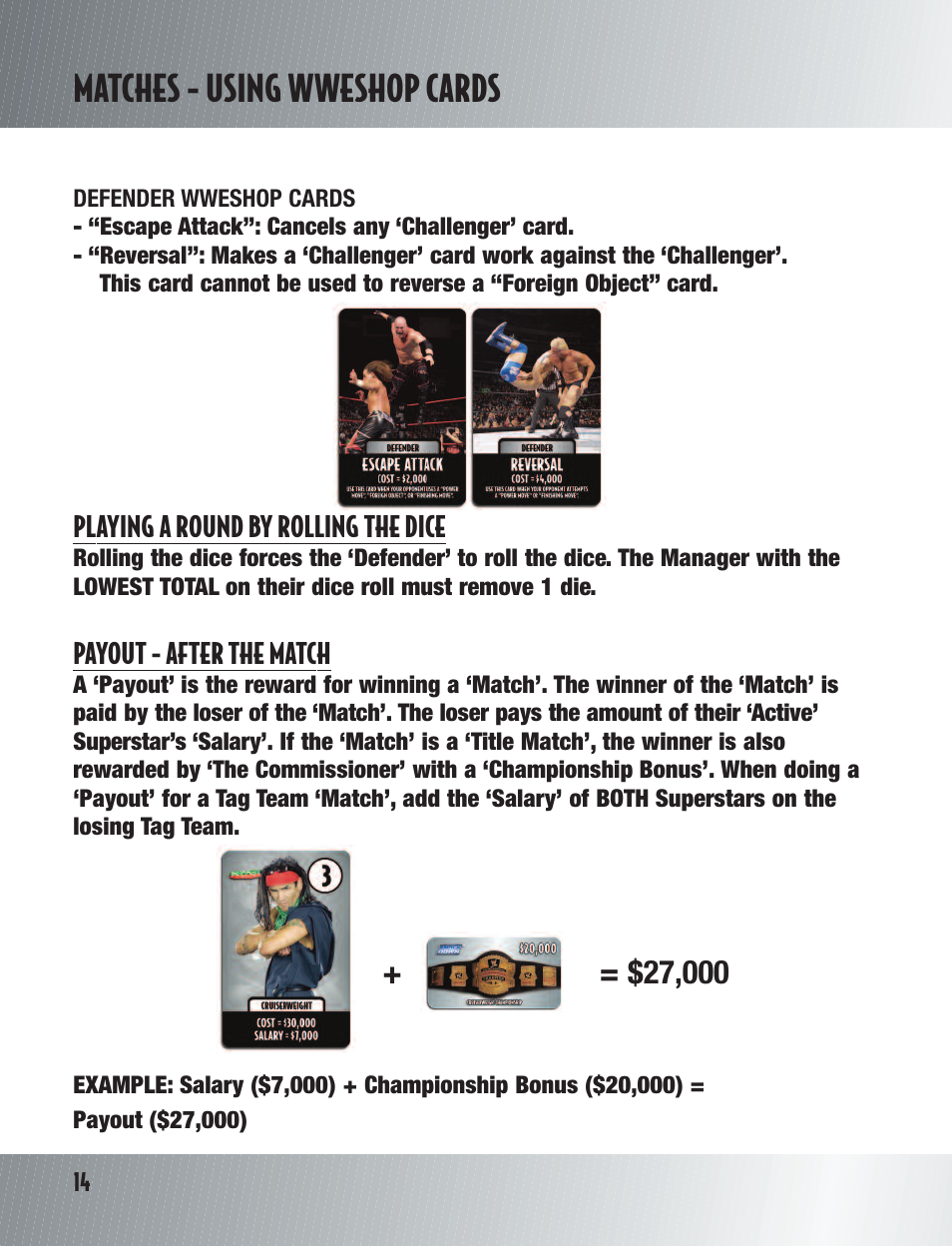 Matches - using wweshop cards | TAG Wrestling DVD Board Game User Manual | Page 16 / 24